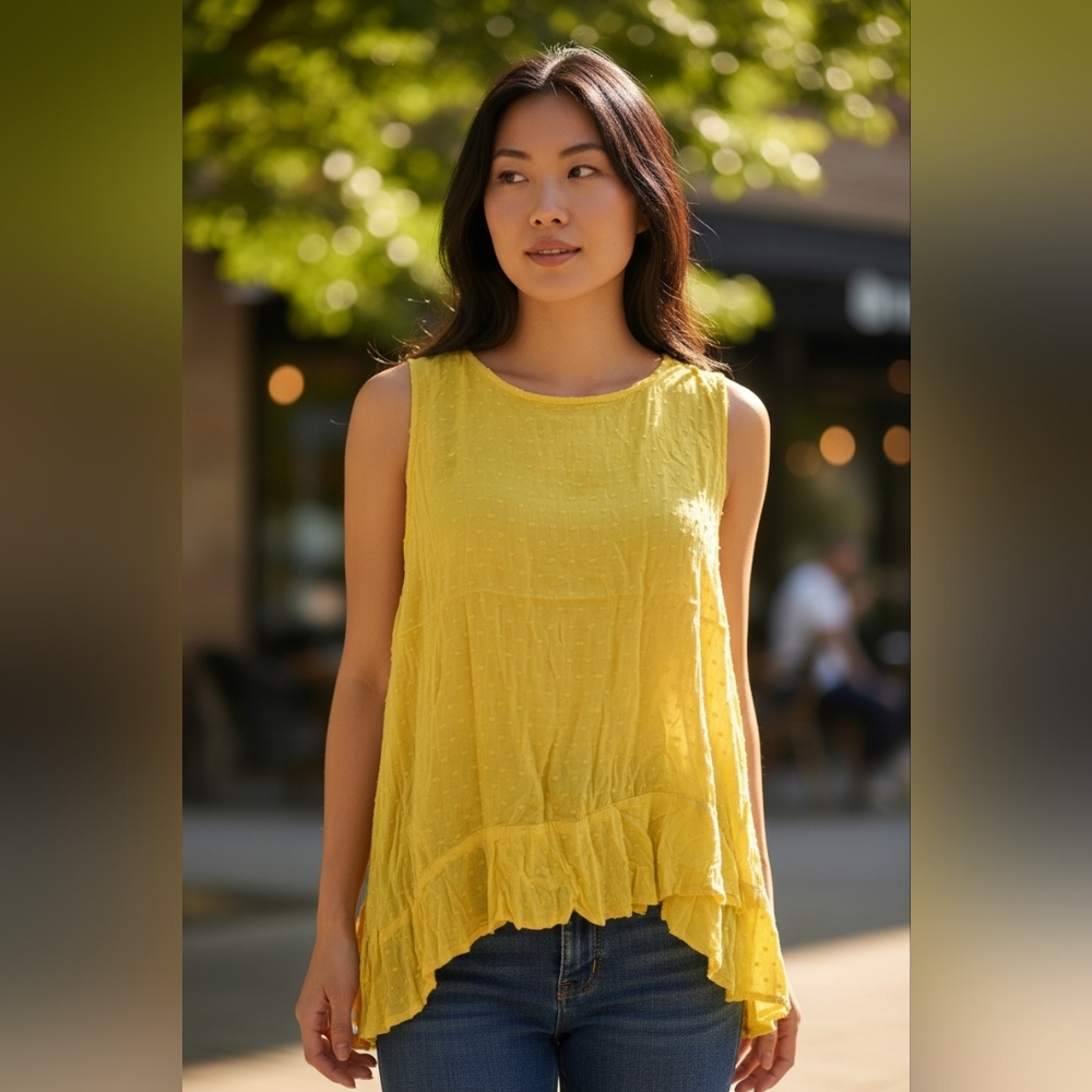 Sunny Yellow Ruffled Tank Top